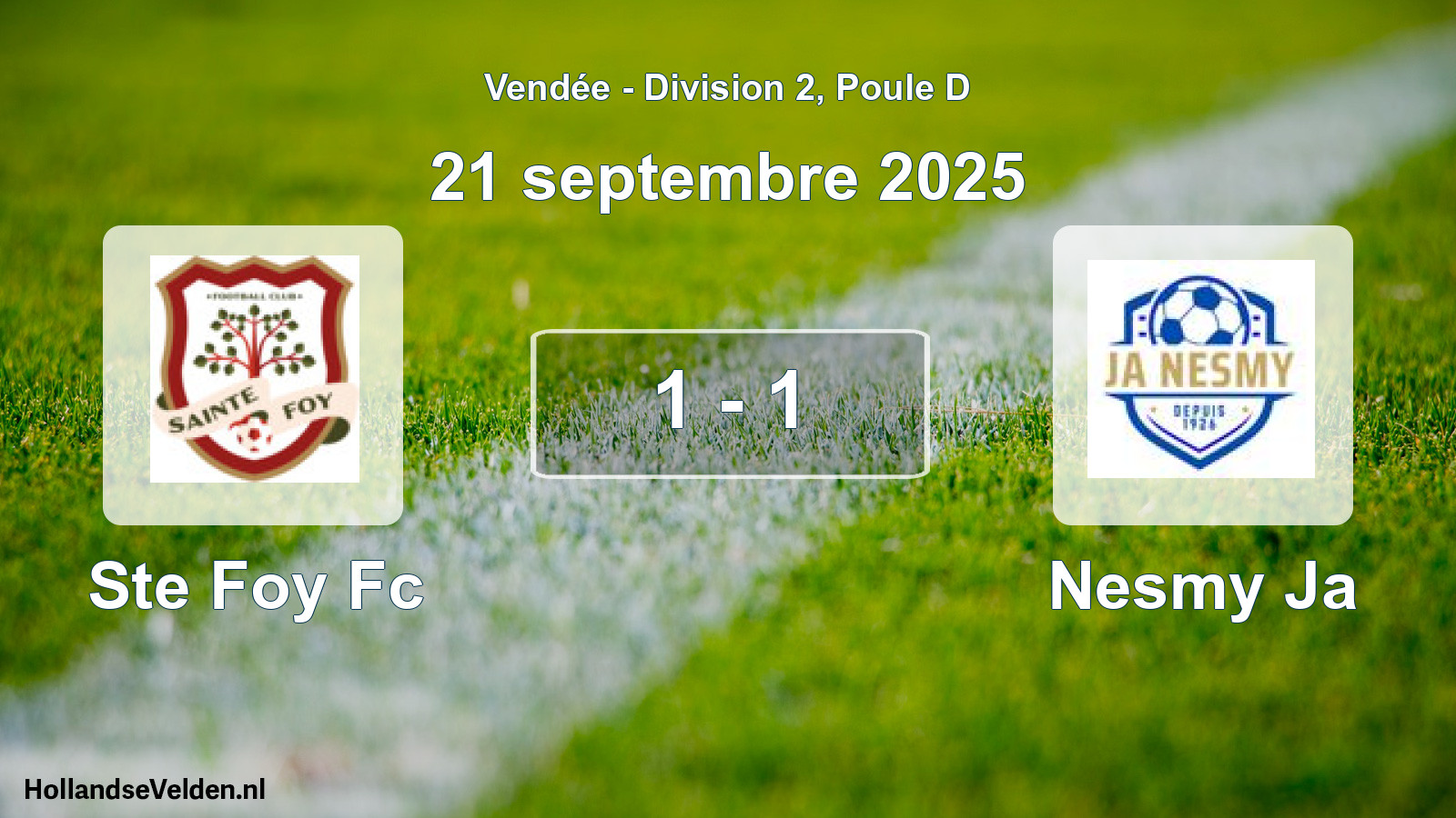 Gespeelde wedstrijd: Ste Foy Fc - Nesmy Ja 1 - 1 (21 septembre 2025)