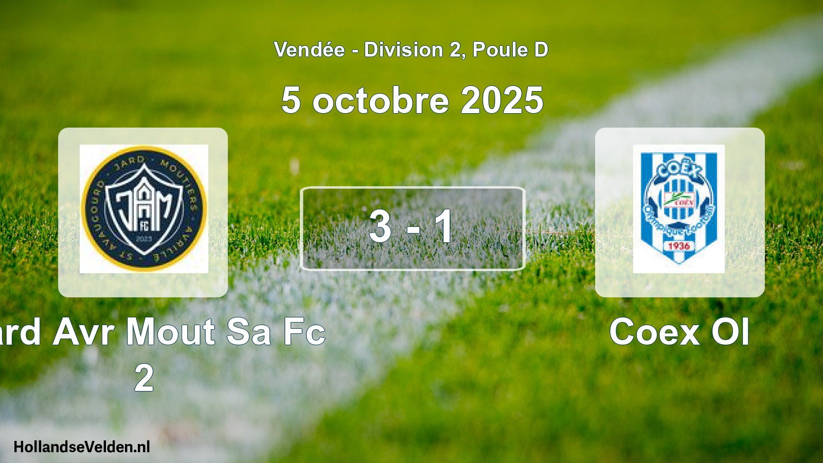 Total number of matches played: Jard Avr Mout Sa Fc 2 - Coex Ol 3 - 1 (5 October 2025)