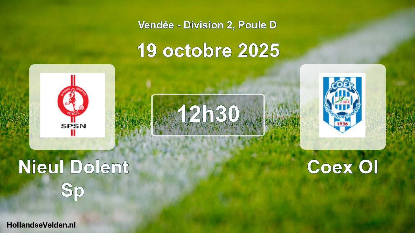 Geplande wedstrijd: Nieul Dolent Sp - Coex Ol (19 octobre 2025)