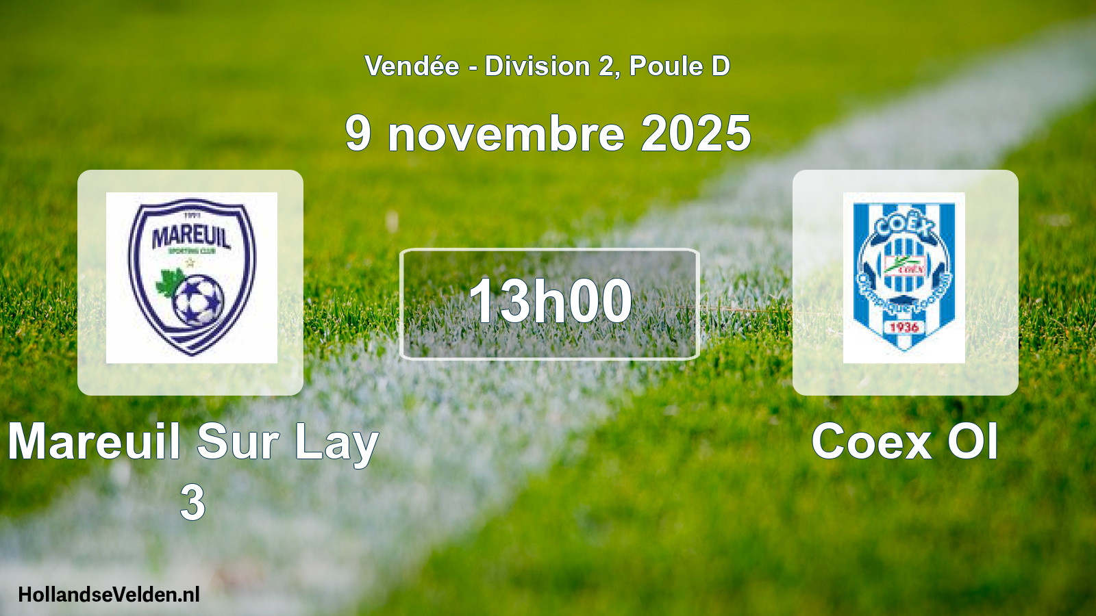 Geplande wedstrijd: Mareuil Sur Lay 3 - Coex Ol (9 novembre 2025)