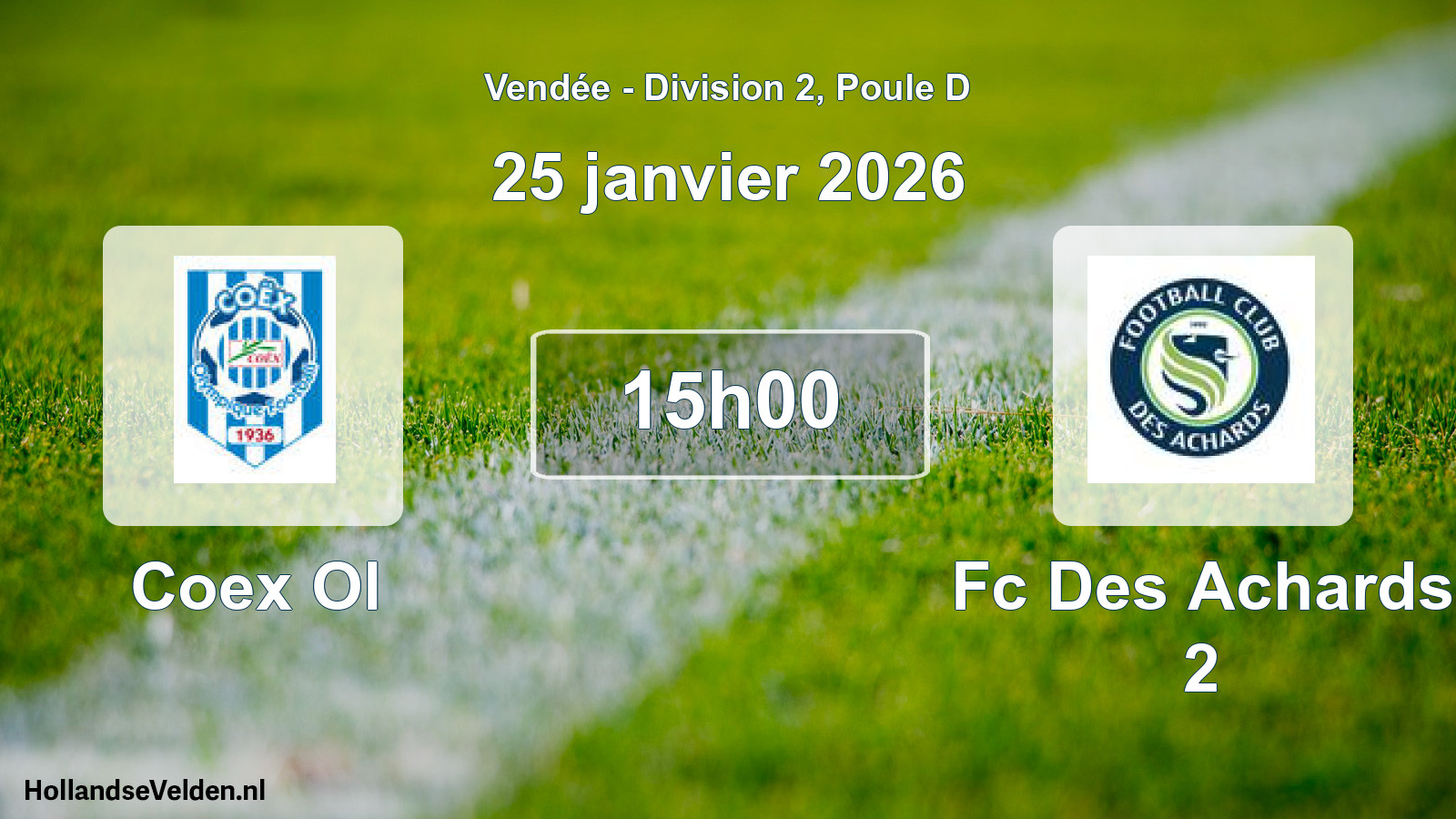 Geplande wedstrijd: Coex Ol - Fc Des Achards 2 (25 januari 2026)