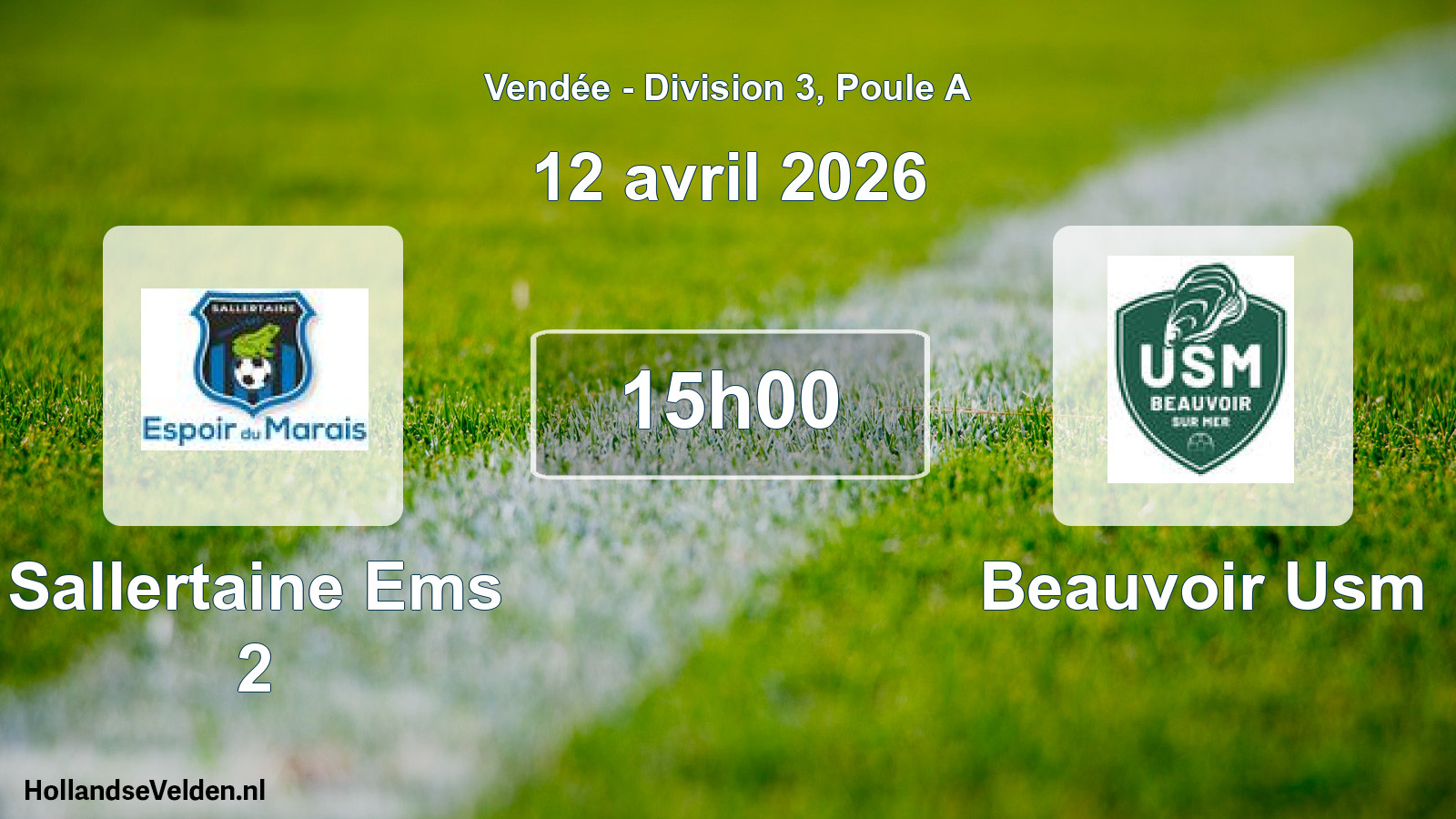 Geplande wedstrijd: Sallertaine Ems 2 - Beauvoir Usm (12 april 2026)