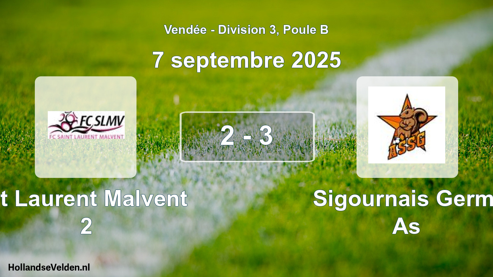 Gespeelde wedstrijd: St Laurent Malvent 2 - Sigournais Germ. As 2 - 3 (7 september 2025)