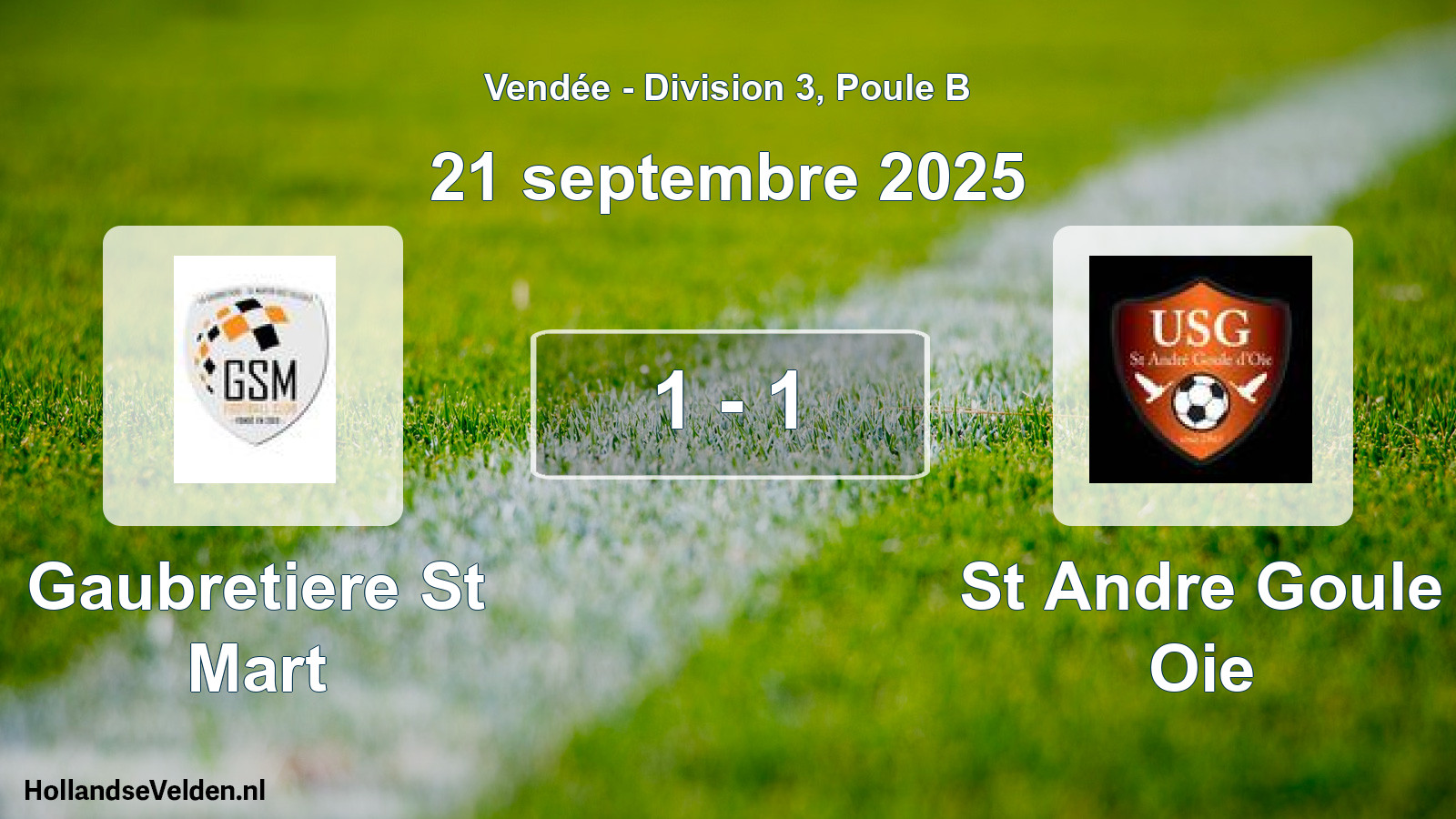 Gespeelde wedstrijd: Gaubretiere St Mart - St Andre Goule Oie 1 - 1 (21 september 2025)