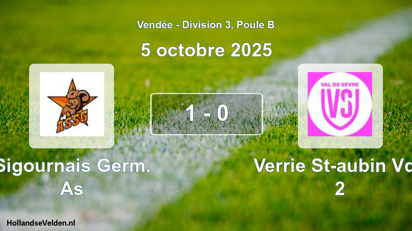 Gespeelde wedstrijd: Sigournais Germ. As - Verrie St-aubin Vds 2 1 - 0 (5 octobre 2025)