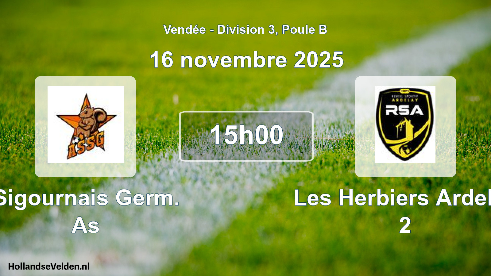 Geplande wedstrijd: Sigournais Germ. As - Les Herbiers Ardelay 2 (16 november 2025)
