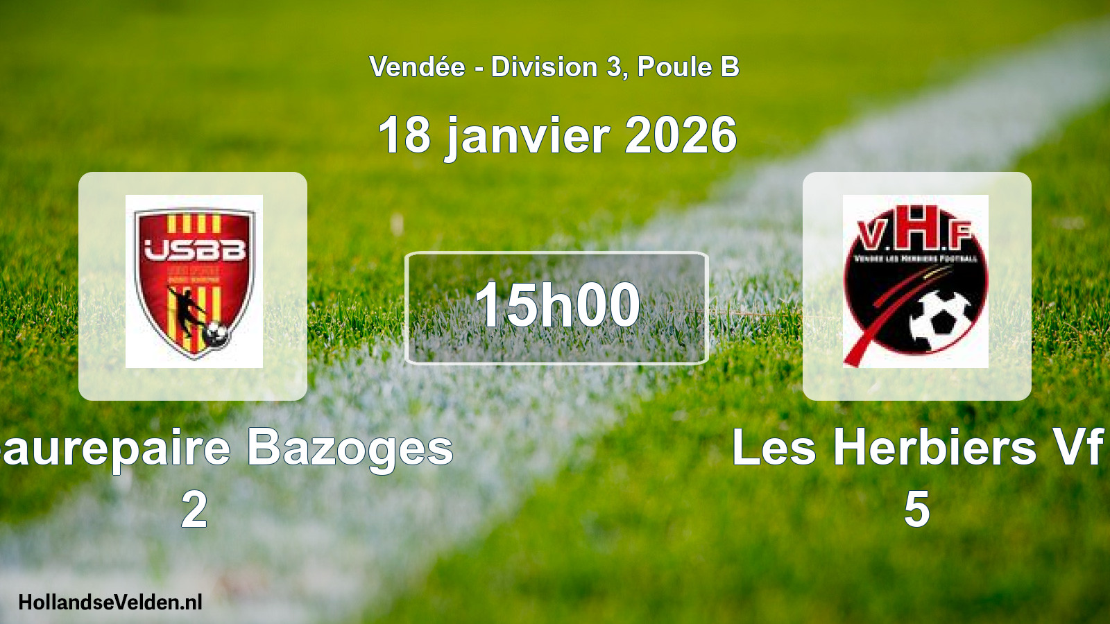 Geplande wedstrijd: Beaurepaire Bazoges 2 - Les Herbiers Vf 5 (18 januari 2026)