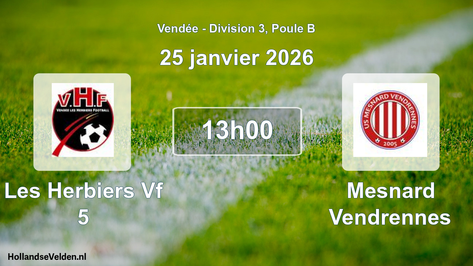 Geplande wedstrijd: Les Herbiers Vf 5 - Mesnard Vendrennes (25 januari 2026)