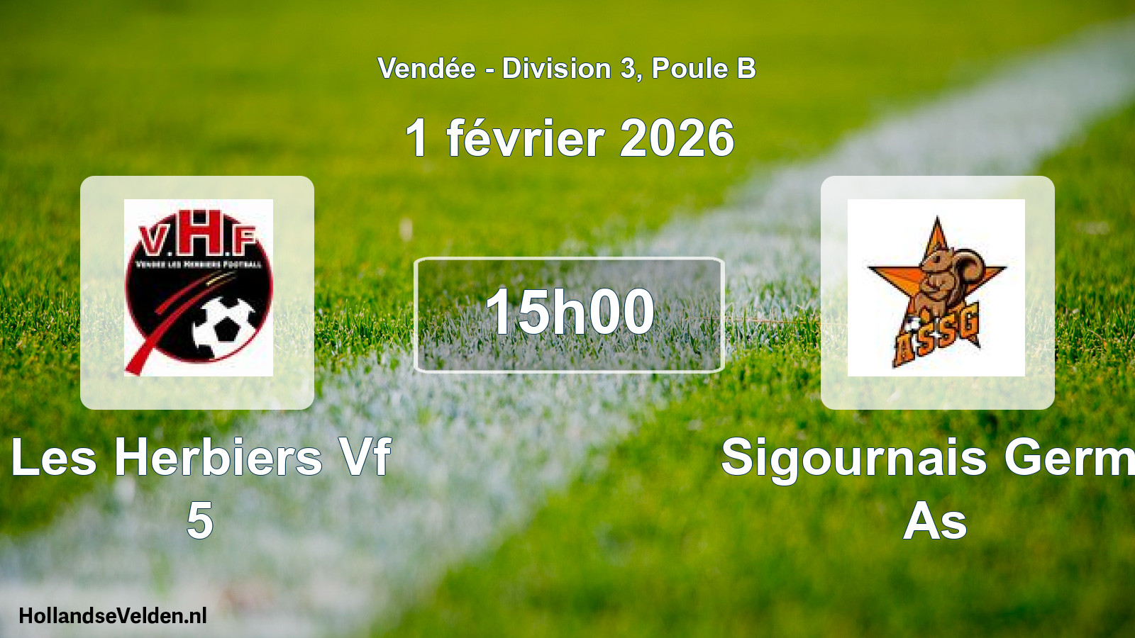 Geplande wedstrijd: Les Herbiers Vf 5 - Sigournais Germ. As (1 février 2026)