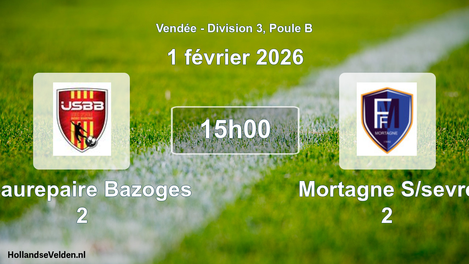 Scheduled Match: Beaurepaire Bazoges 2 - Mortagne S/sevre 2 (1 February 2026)