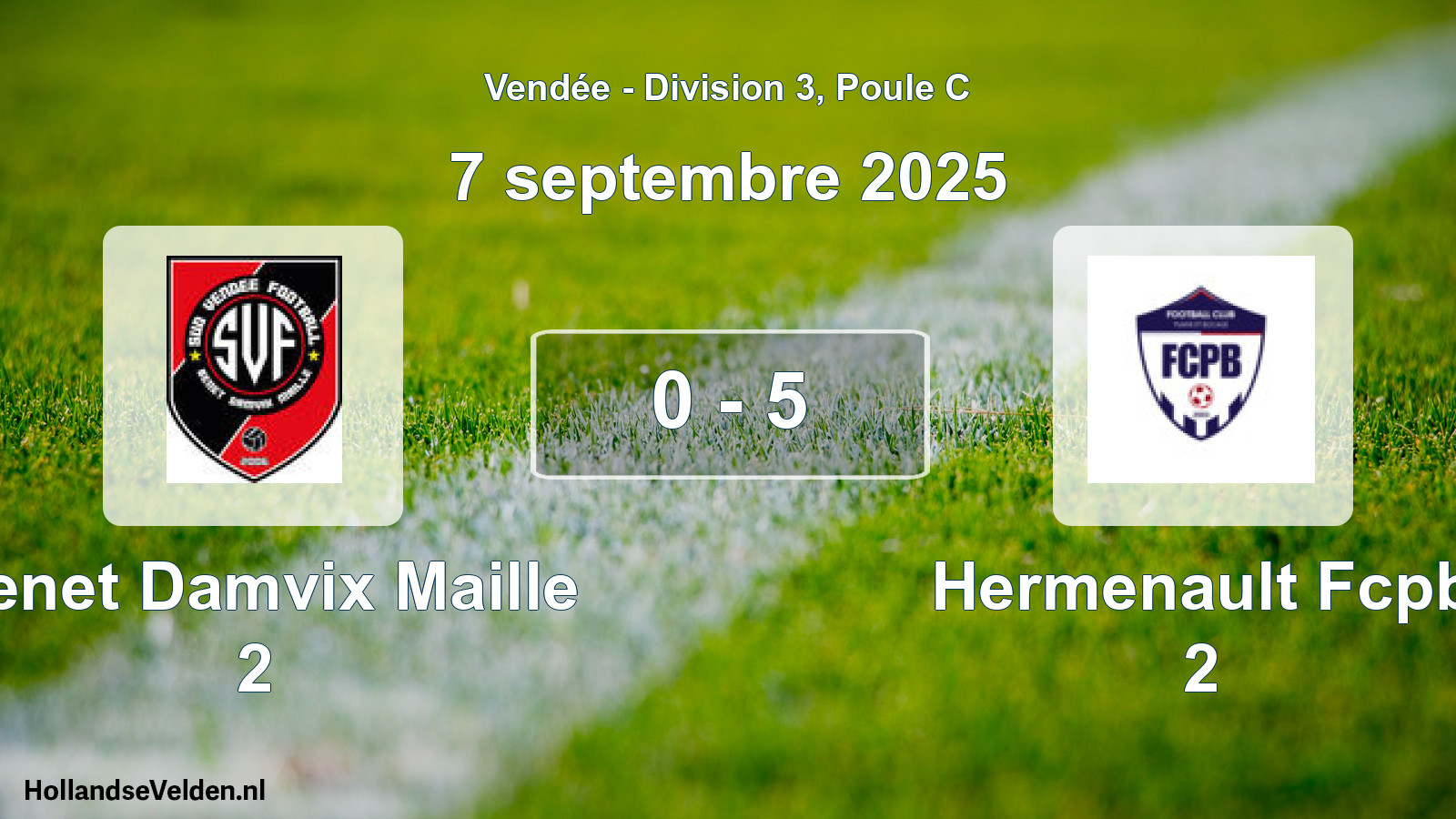 Gespeelde wedstrijd: Benet Damvix Maille 2 - Hermenault Fcpb 2 0 - 5 (7 septembre 2025)