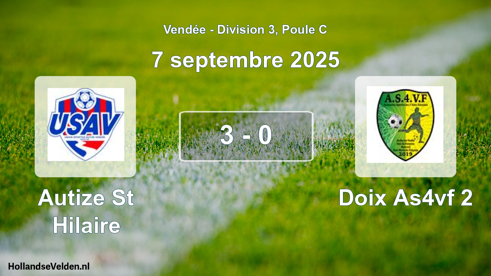 Total number of matches played: Autize St Hilaire - Doix As4vf 2 3 - 0 (7 September 2025)