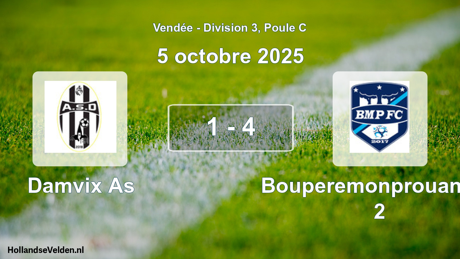 Gespeelde wedstrijd: Damvix As - Bouperemonprouant Fc 2 1 - 4 (5 octobre 2025)