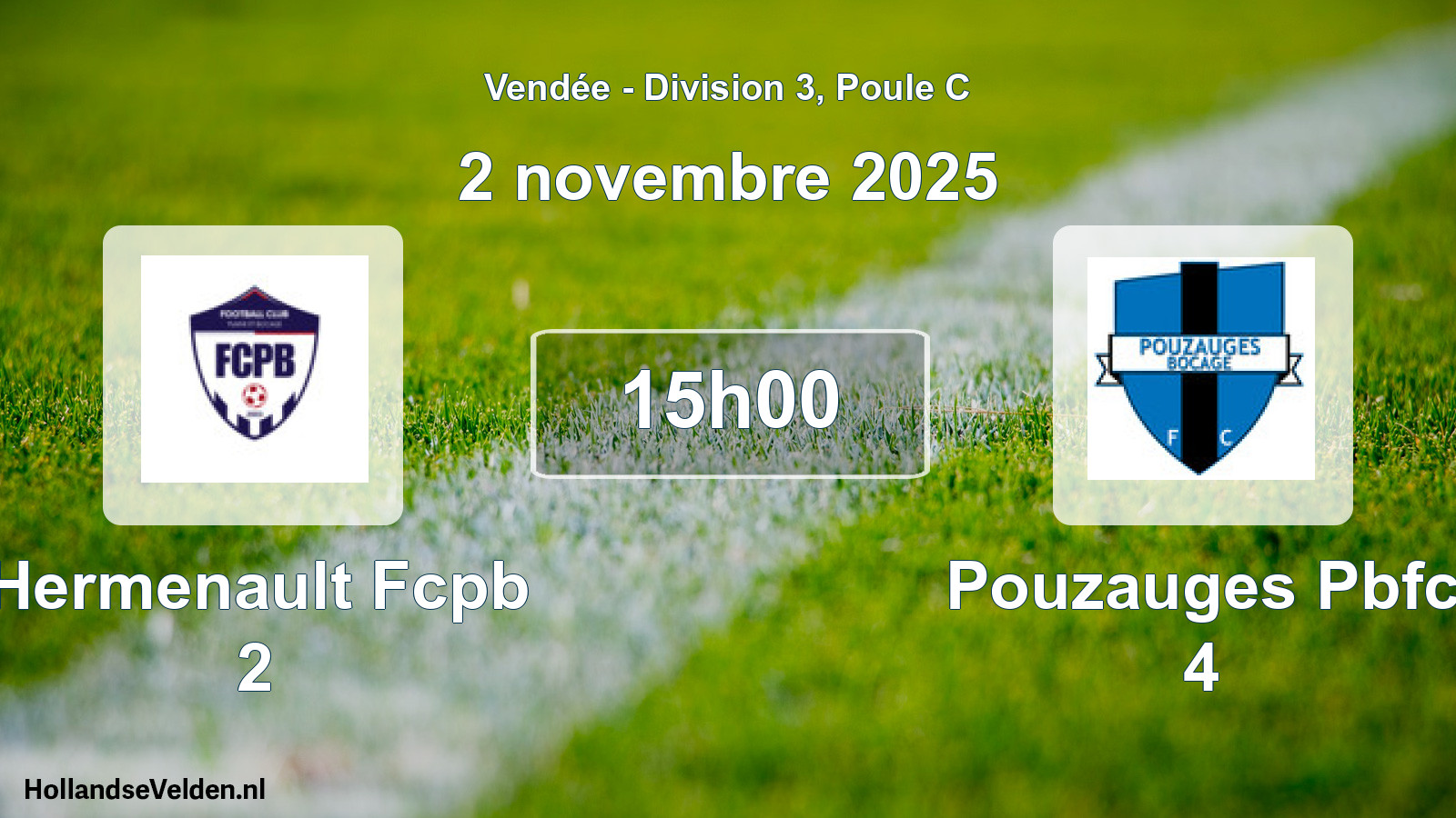 Geplande wedstrijd: Hermenault Fcpb 2 - Pouzauges Pbfc 4 (2 novembre 2025)