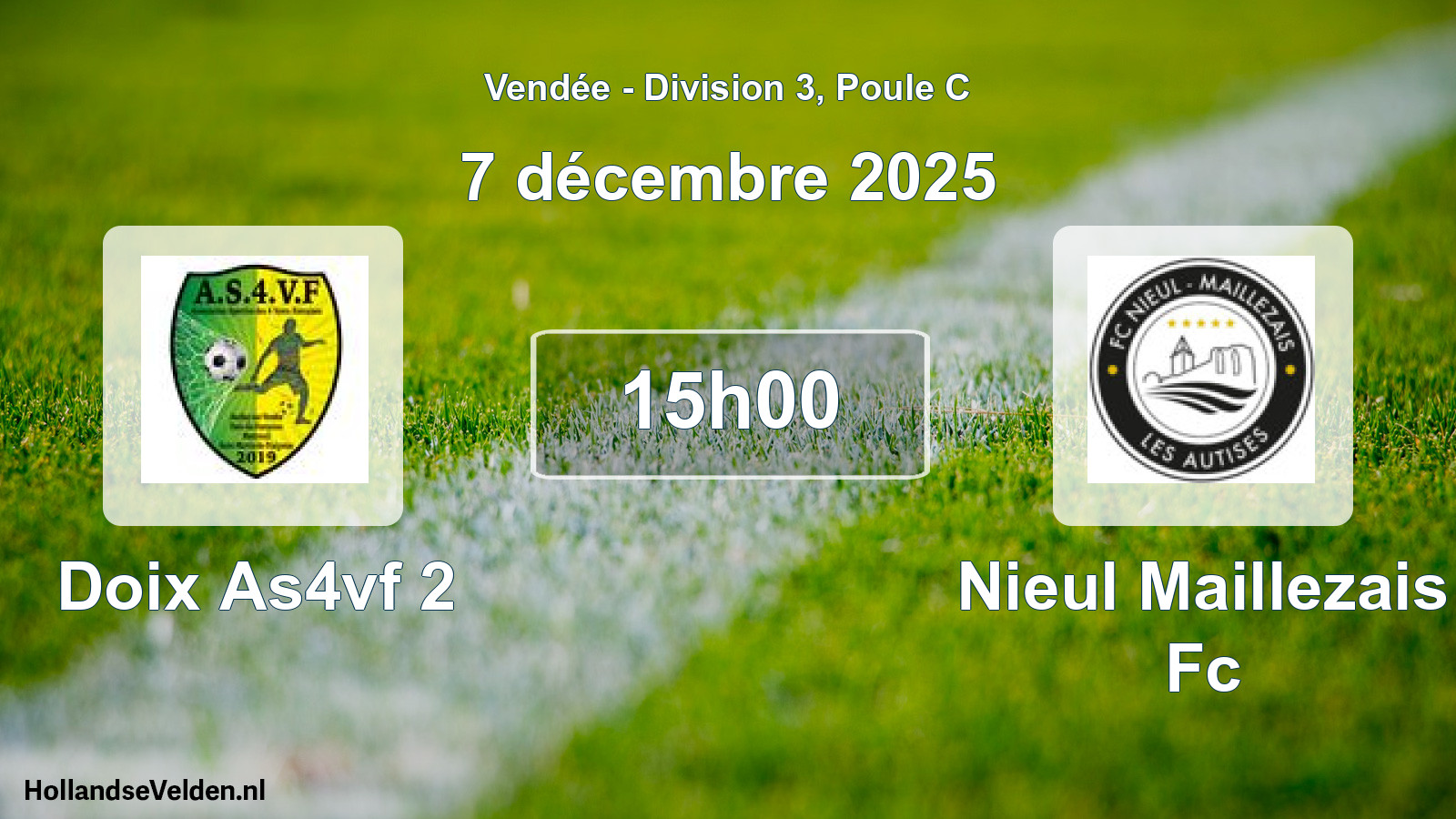 Geplande wedstrijd: Doix As4vf 2 - Nieul Maillezais Fc (7 décembre 2025)