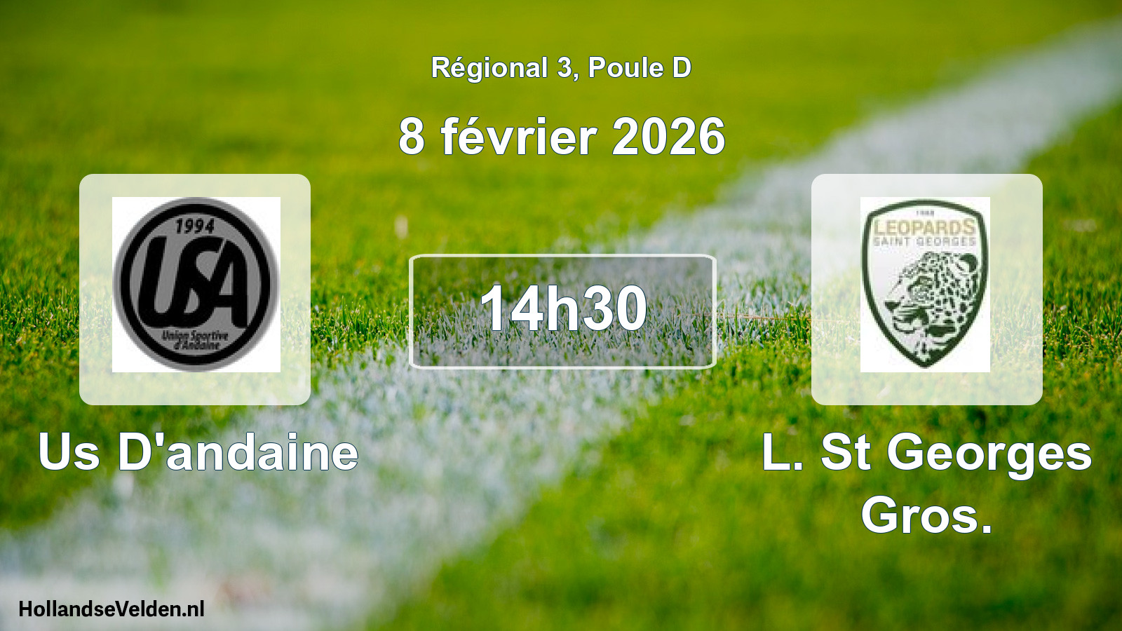 Geplande wedstrijd: Us D'andaine - L. St Georges Gros. (8 februari 2026)