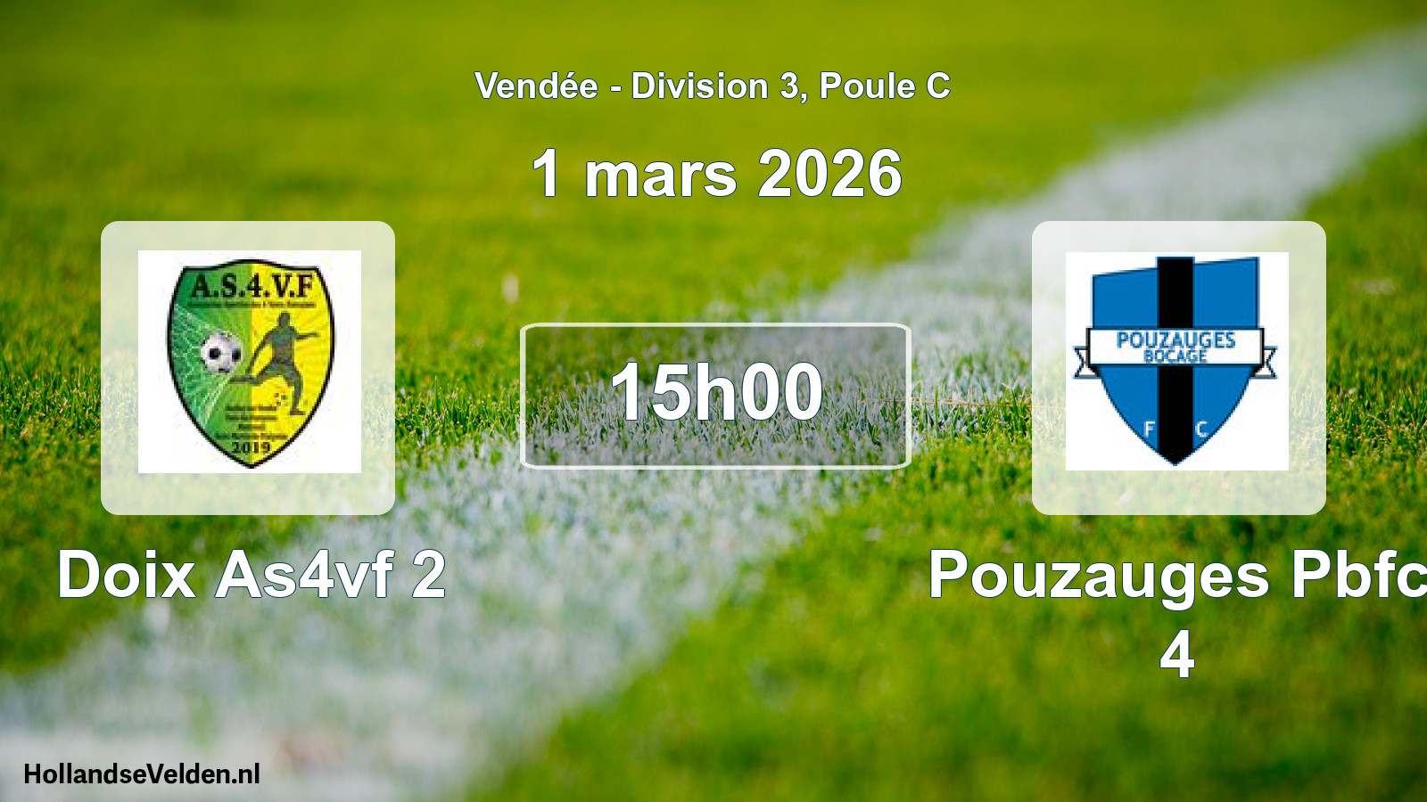 Geplande wedstrijd: Doix As4vf 2 - Pouzauges Pbfc 4 (1 maart 2026)
