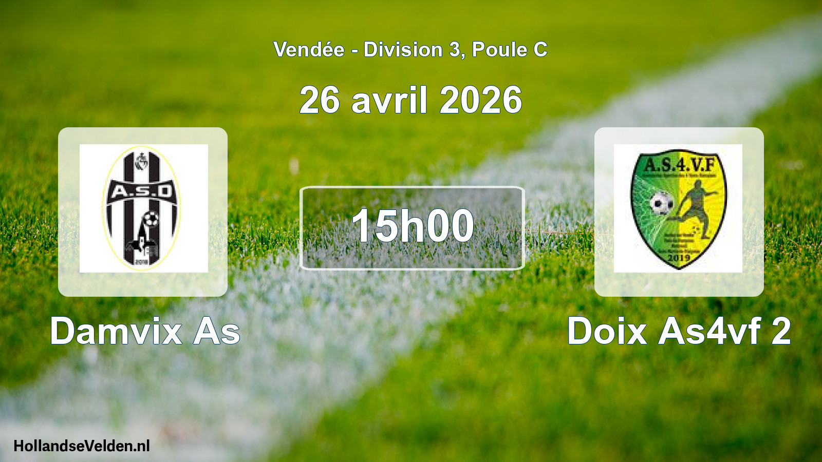 Geplande wedstrijd: Damvix As - Doix As4vf 2 (26 april 2026)