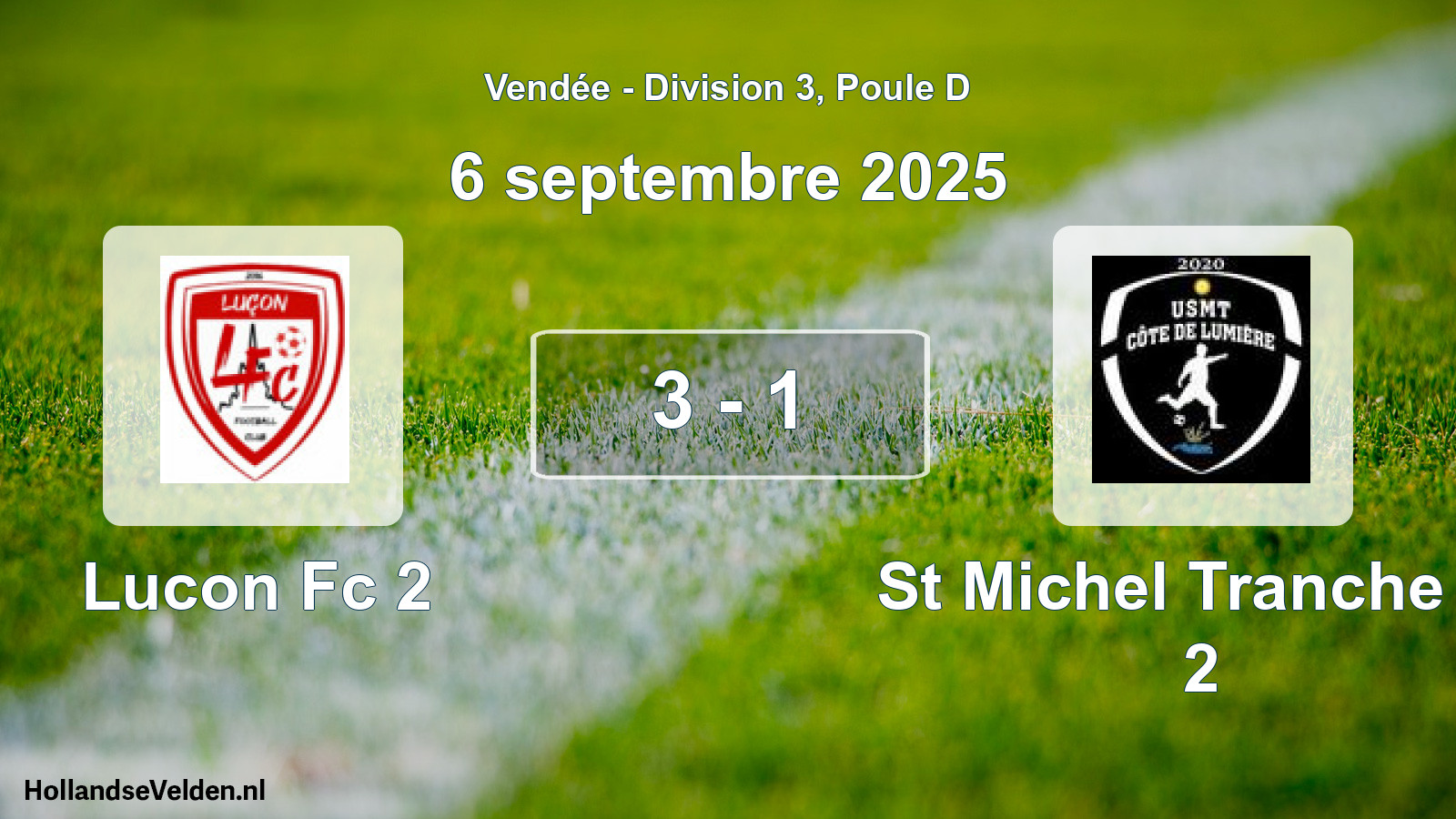 Gespeelde wedstrijd: Lucon Fc 2 - St Michel Tranche Tr 2 3 - 1 (6 september 2025)