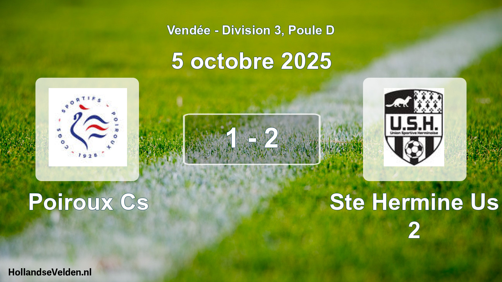 Total number of matches played: Poiroux Cs - Ste Hermine Us 2 1 - 2 (5 October 2025)
