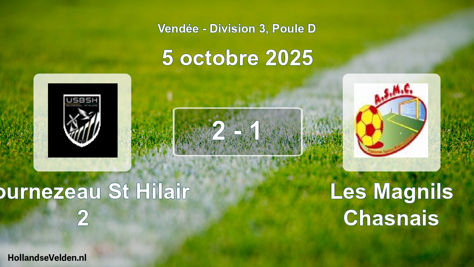 Gespeelde wedstrijd: Bournezeau St Hilair 2 - Les Magnils Chasnais 2 - 1 (5 oktober 2025)