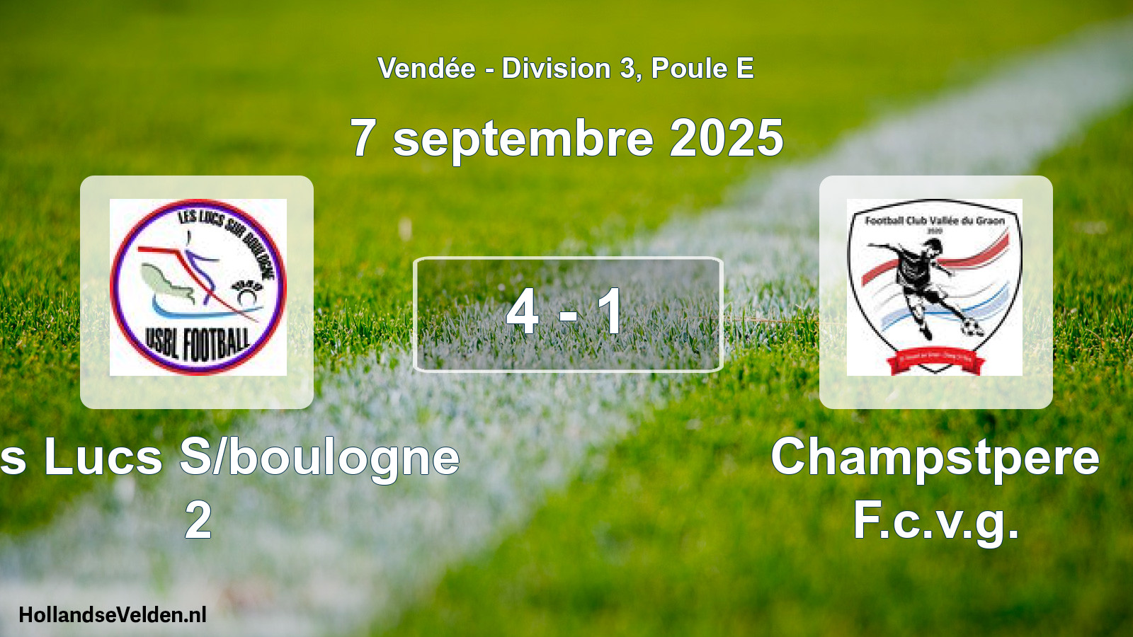 Gespeelde wedstrijd: Les Lucs S/boulogne 2 - Champstpere F.c.v.g. 4 - 1 (7 septembre 2025)
