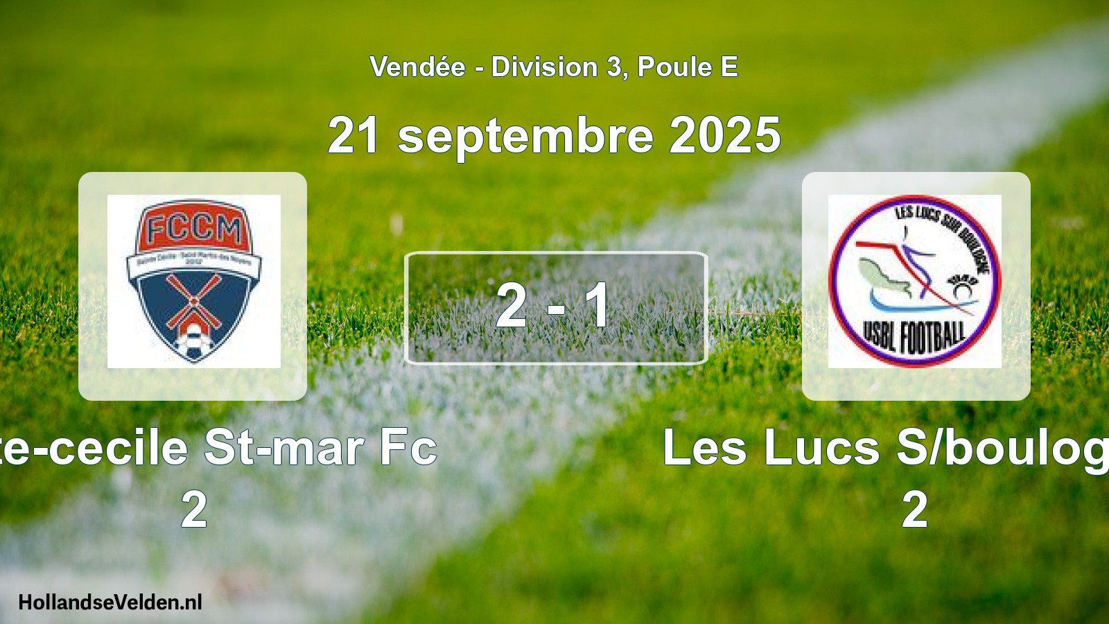 Gespeelde wedstrijd: Ste-cecile St-mar Fc 2 - Les Lucs S/boulogne 2 2 - 1 (21 septembre 2025)