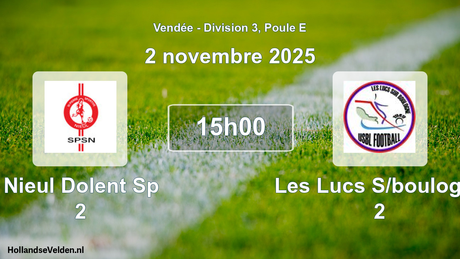 Geplande wedstrijd: Nieul Dolent Sp 2 - Les Lucs S/boulogne 2 (2 novembre 2025)