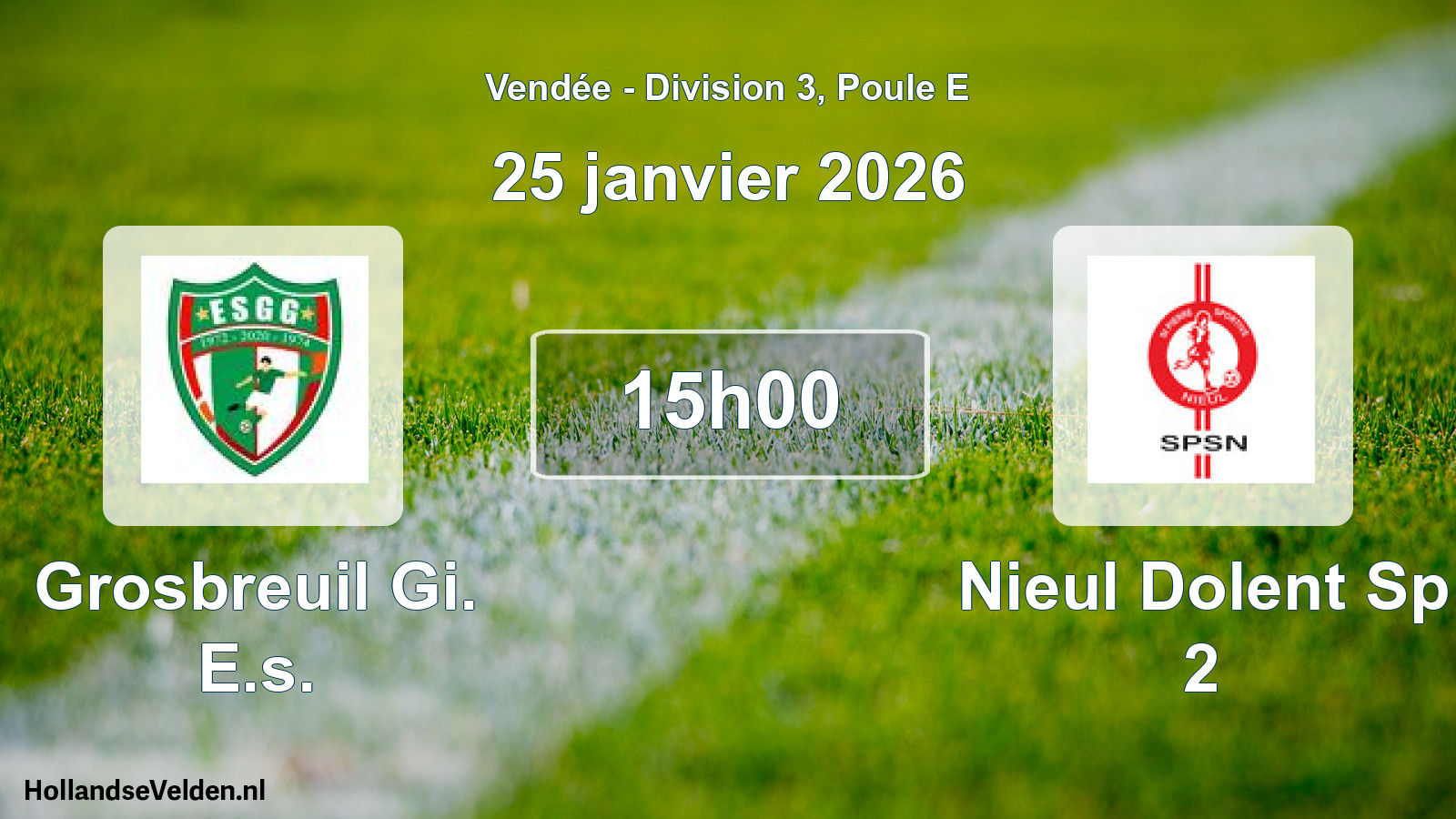 Geplande wedstrijd: Grosbreuil Gi. E.s. - Nieul Dolent Sp 2 (25 janvier 2026)