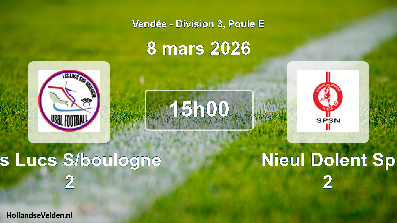 Geplande wedstrijd: Les Lucs S/boulogne 2 - Nieul Dolent Sp 2 (8 maart 2026)