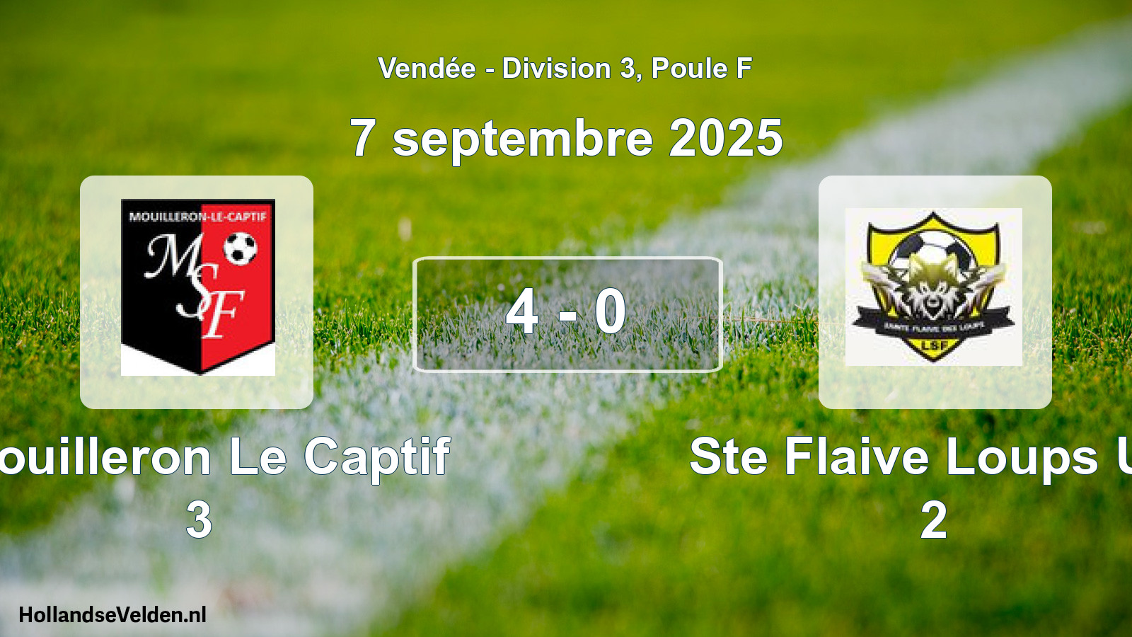Total number of matches played: Mouilleron Le Captif 3 - Ste Flaive Loups Us 2 4 - 0 (7 September 2025)