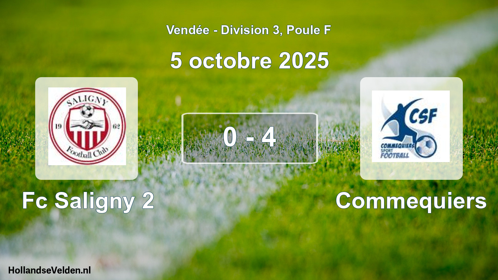 Gespeelde wedstrijd: Fc Saligny 2 - Commequiers 0 - 4 (5 octobre 2025)
