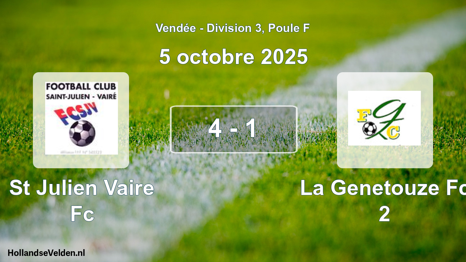Total number of matches played: St Julien Vaire Fc - La Genetouze Fc 2 4 - 1 (5 October 2025)