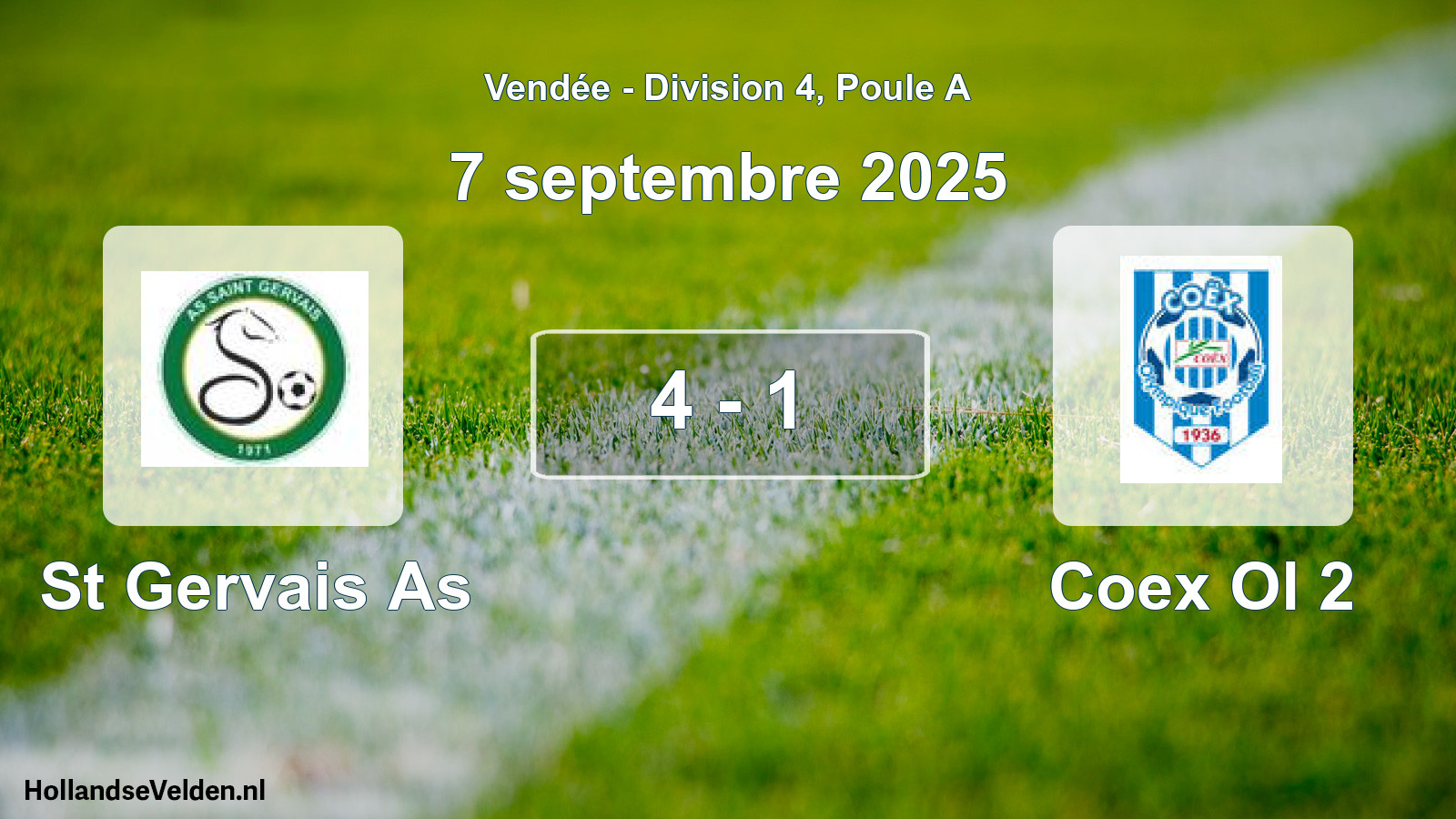Gespeelde wedstrijd: St Gervais As - Coex Ol 2 4 - 1 (7 septembre 2025)