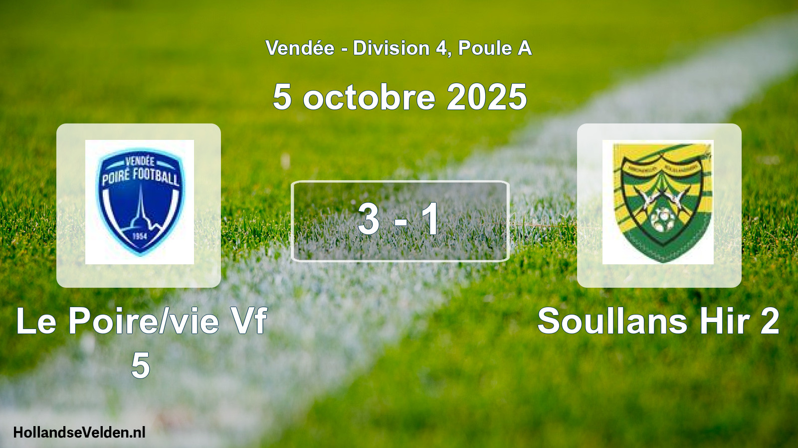 Total number of matches played: Le Poire/vie Vf 5 - Soullans Hir 2 3 - 1 (5 October 2025)