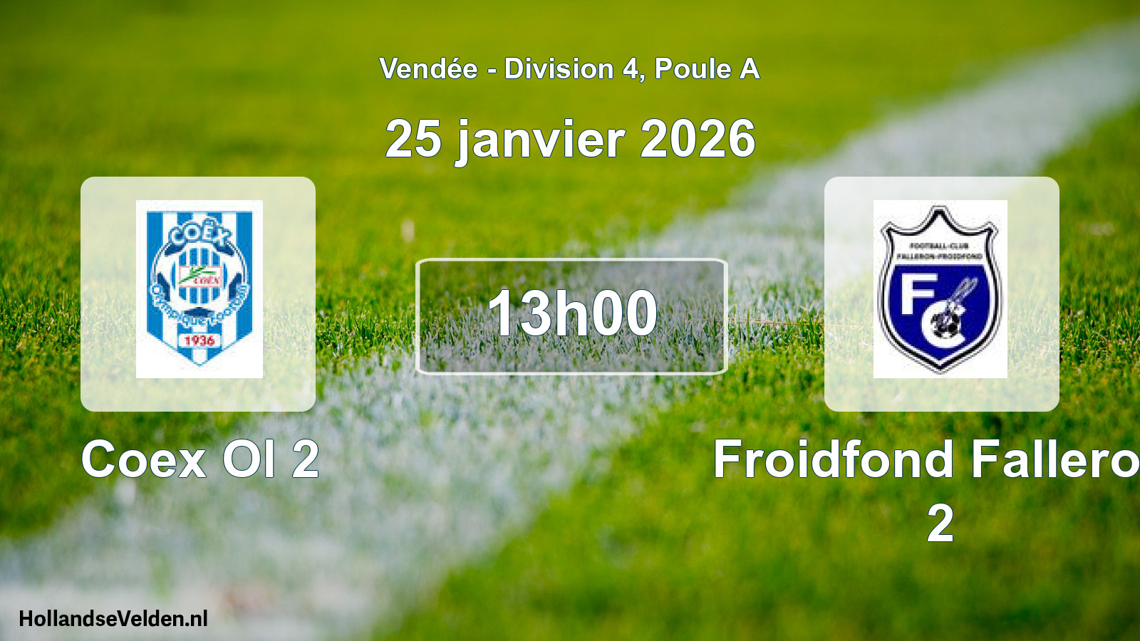 Geplande wedstrijd: Coex Ol 2 - Froidfond Falleron 2 (25 janvier 2026)
