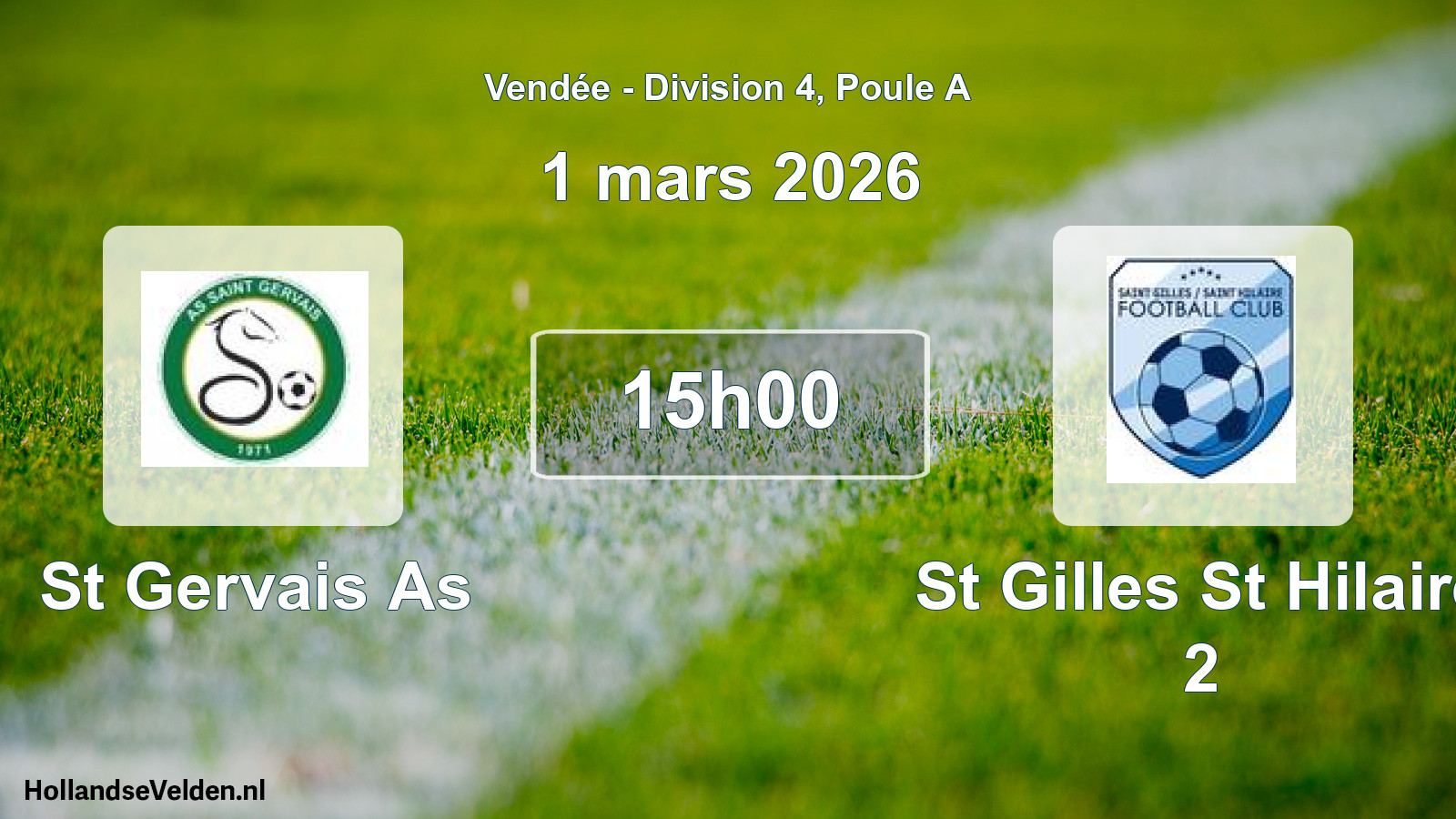 Geplande wedstrijd: St Gervais As - St Gilles St Hilaire 2 (1 maart 2026)