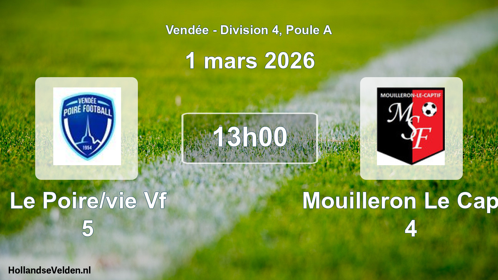 Geplande wedstrijd: Le Poire/vie Vf 5 - Mouilleron Le Captif 4 (1 mars 2026)