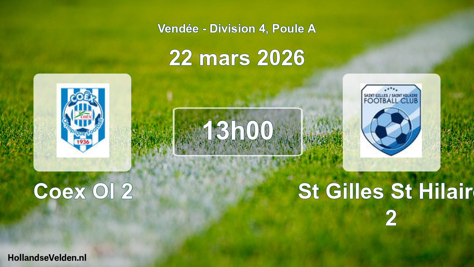 Geplande wedstrijd: Coex Ol 2 - St Gilles St Hilaire 2 (22 mars 2026)