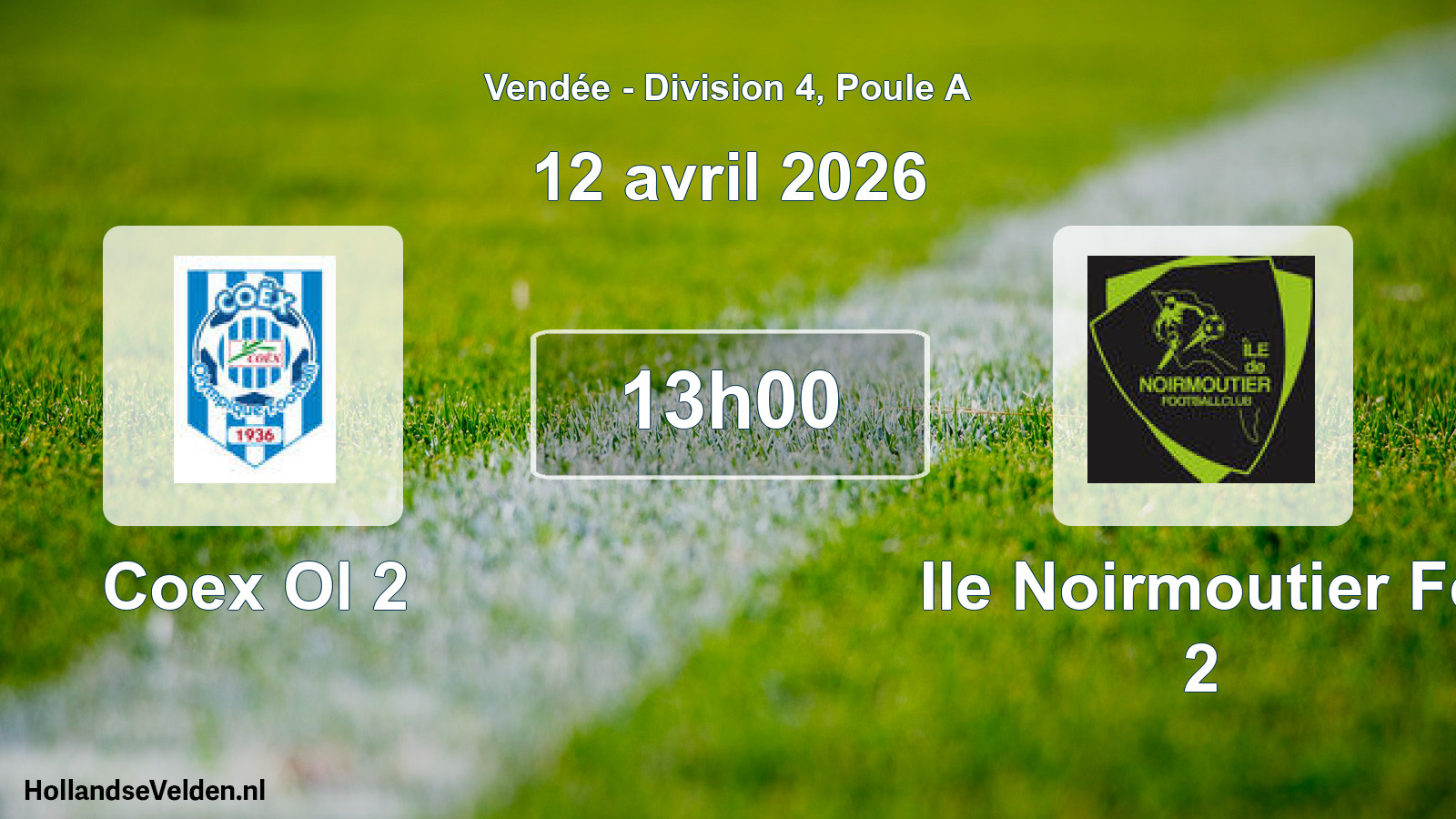 Geplande wedstrijd: Coex Ol 2 - Ile Noirmoutier Fc 2 (12 avril 2026)