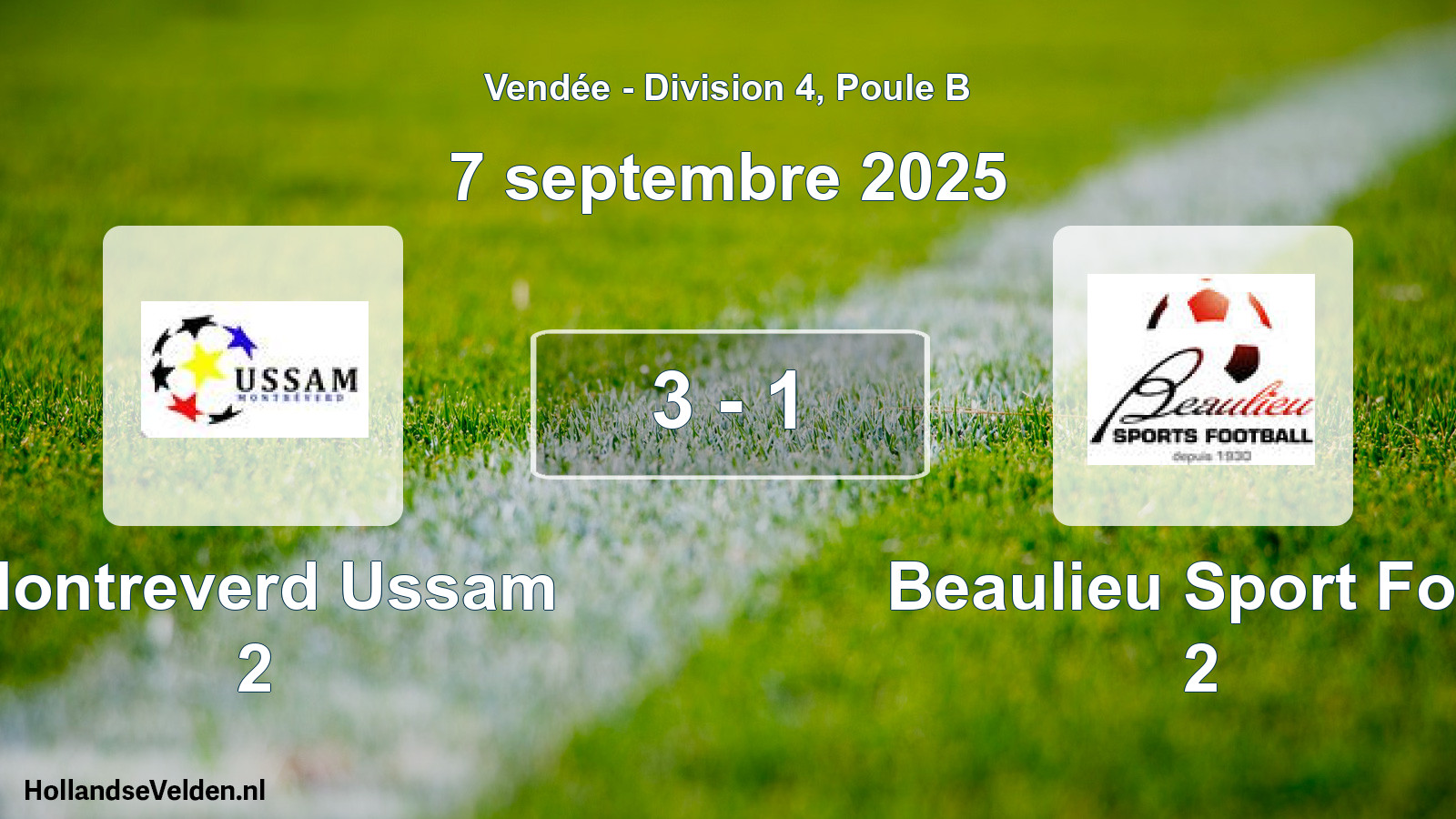 Total number of matches played: Montreverd Ussam 2 - Beaulieu Sport Foot 2 3 - 1 (7 September 2025)