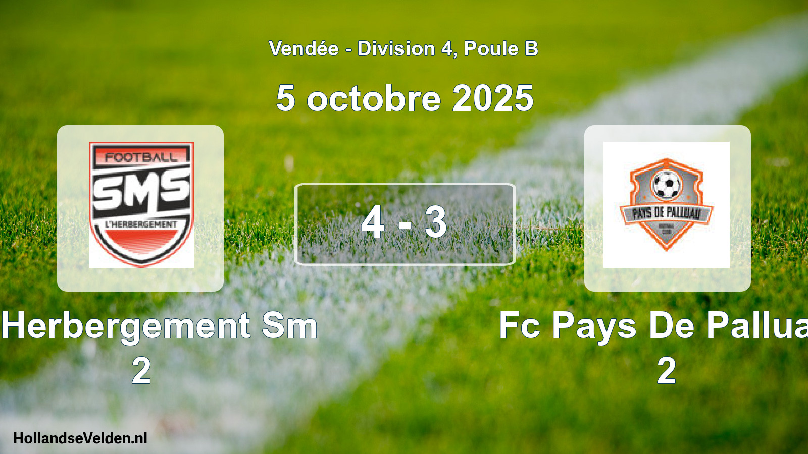 Gespeelde wedstrijd: L Herbergement Sm 2 - Fc Pays De Palluau 2 4 - 3 (5 oktober 2025)