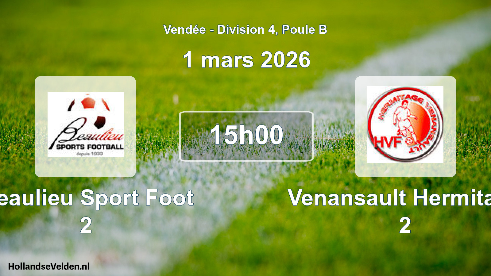 Geplande wedstrijd: Beaulieu Sport Foot 2 - Venansault Hermitage 2 (19 octobre 2025)