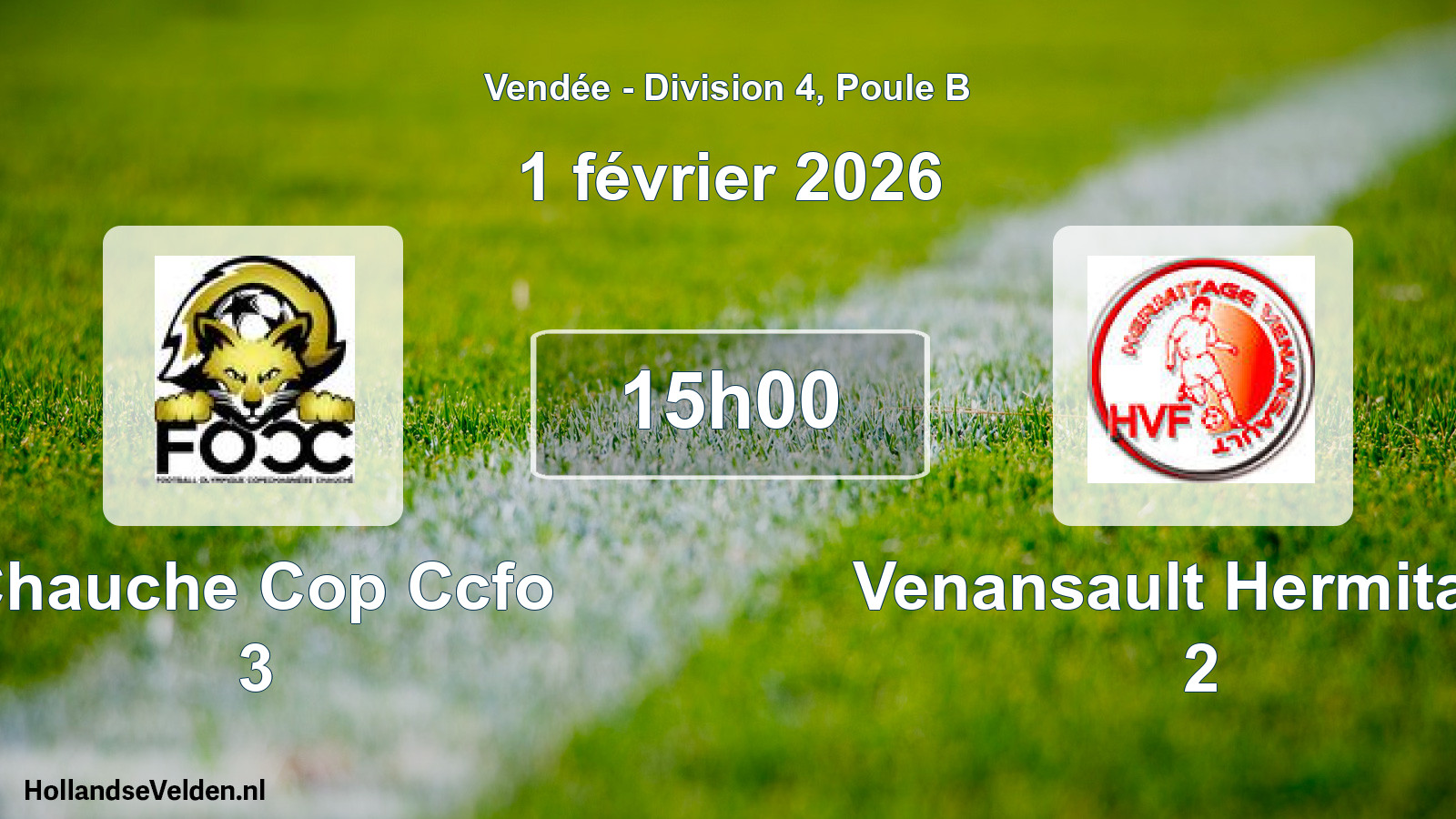 Geplande wedstrijd: Chauche Cop Ccfo 3 - Venansault Hermitage 2 (1 février 2026)