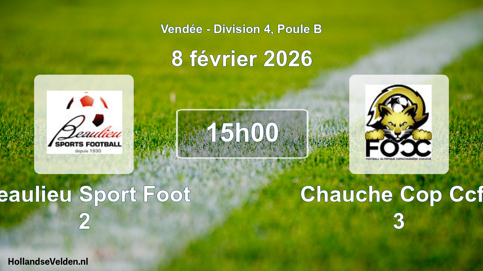Geplande wedstrijd: Beaulieu Sport Foot 2 - Chauche Cop Ccfo 3 (8 februari 2026)
