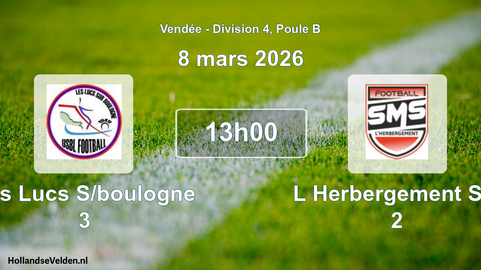 Geplande wedstrijd: Les Lucs S/boulogne 3 - L Herbergement Sm 2 (8 maart 2026)
