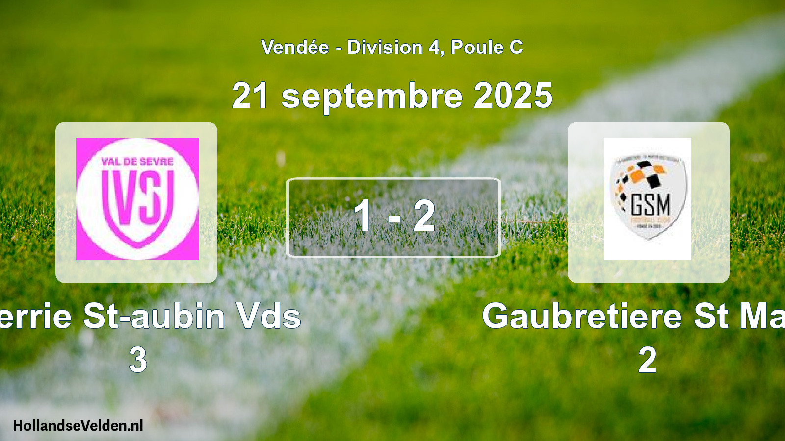 Gespeelde wedstrijd: Verrie St-aubin Vds 3 - Gaubretiere St Mart 2 1 - 2 (21 septembre 2025)