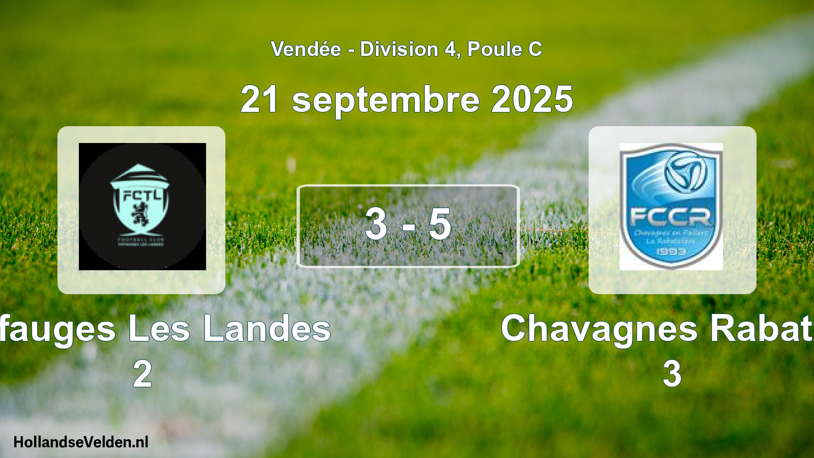 Gespeelde wedstrijd: Tiffauges Les Landes 2 - Chavagnes Rabatel 3 3 - 5 (21 septembre 2025)