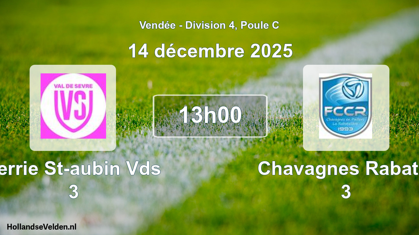 Geplande wedstrijd: Verrie St-aubin Vds 3 - Chavagnes Rabatel 3 (14 décembre 2025)