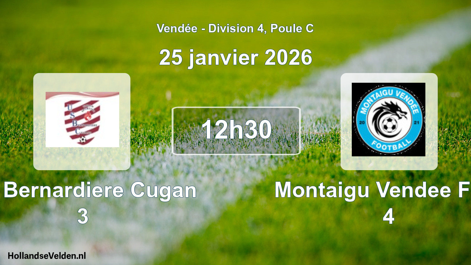Scheduled Match: Us Bernardiere Cugan 3 - Montaigu Vendee Foot 4 (25 January 2026)